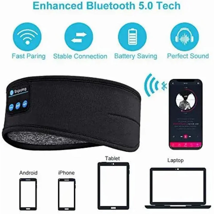 2025 Bluetooth Earphones Sports Sleeping Headband Elastic Wireless Headphones Music Eye Mask Wireless Bluetooth Headset Headband